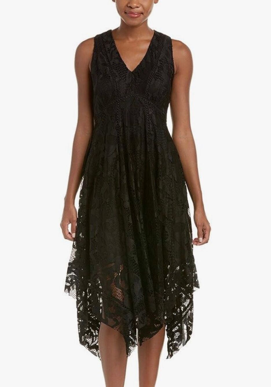 Taylor black lace sleeveless dress with asymmetrical hem - 6